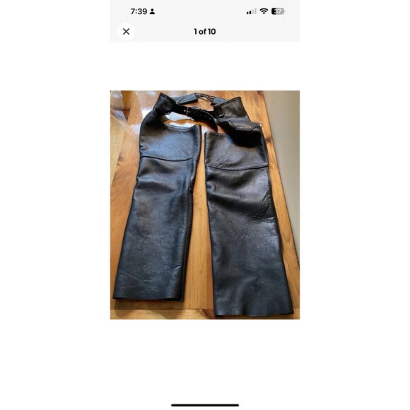 Steer Brand Womens Sz M Leather Black Chaps Biker/Motorcycle/Equestrian - Picture 1 of 10